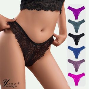 Низкие кружевные стринги 'Invisible Lace' с хлопковым клином — невидимый и дышащий дизайн