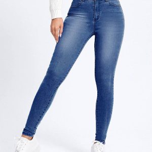 Эластичные зауженные женские джинсы — стройнят, идеально облегающий крой, подчёркивающий фигуру