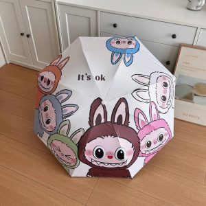 Складной зонт Labubu от Pop Mart — стильный зонт с дизайном популярного персонажа.