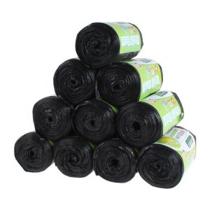 Прочный мусорный мешок из экологичного материала. Одноразовый, удобный для дома, компактно скручен в рулон.