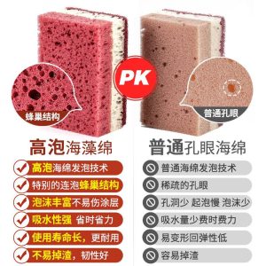 Цветные пористые губки с высоким пенообразованием — для эффективного мытья посуды.